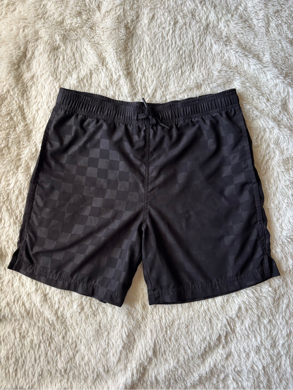 Athletic Works Black Checkered Swim Shorts